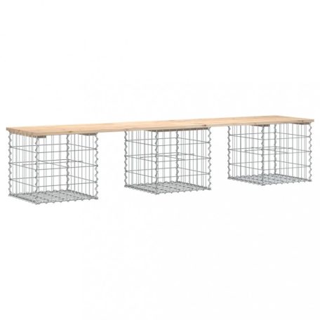 Tömör fenyőfa gabion kerti pad 203x44x42 cm