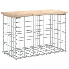 Tömör fenyőfa gabion kerti pad 63x31,5x42 cm