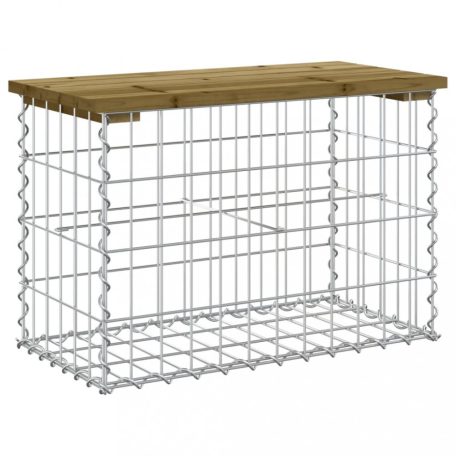 Tömör impergnált fenyőfa gabion kerti pad 63 x 31,5 x 42 cm