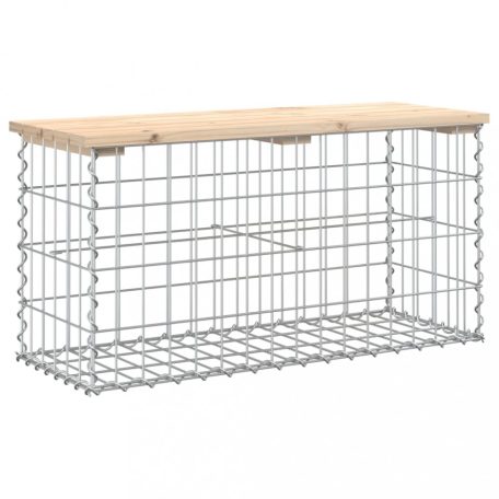 Tömör fenyőfa gabion kerti pad 83x31,5x42 cm