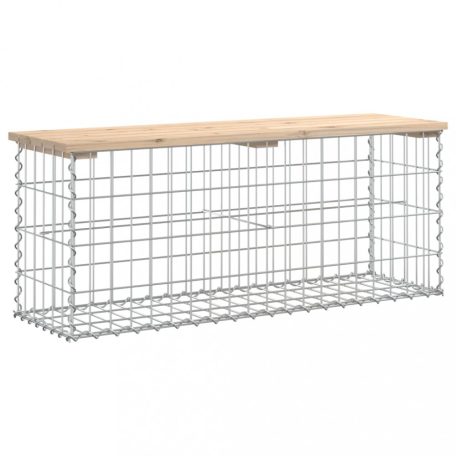 Tömör fenyőfa gabion kerti pad 103x31,5x42 cm