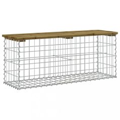 Impregnált fenyőfa gabion kerti pad 103 x 31,5 x 42 cm