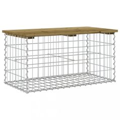 Impregnált fenyőfa gabion kerti pad 83 x 44 x 42 cm