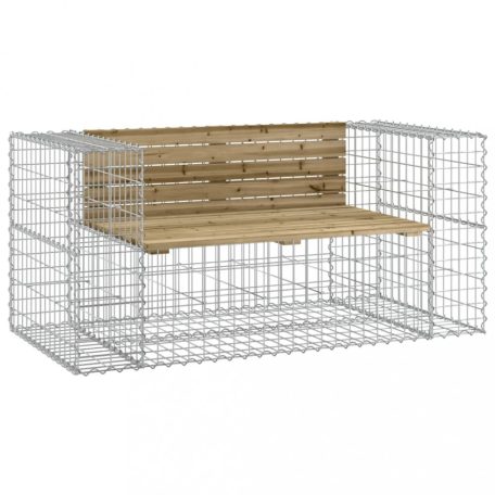 Tömör impregnált fenyőfa gabion kerti pad 143x71x65,5 cm