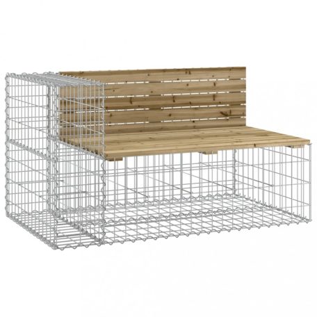 Tömör impregnált fenyőfa gabion kerti pad 122x71x65,5 cm