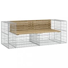 Tömör impergnált fenyőfa gabion kerti pad 184x71x65,5 cm