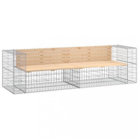 Tömör fenyőfa gabion kerti pad 244x71x65,5 cm