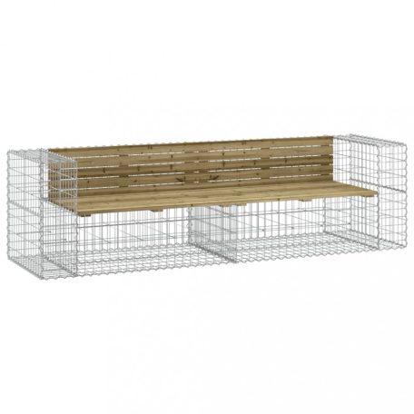 Tömör impregnált fenyőfa gabion kerti pad 244x71x65,5 cm