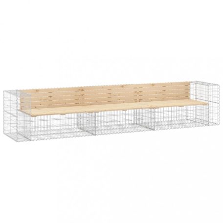 Tömör fenyőfa gabion kerti pad 347x71x65,5 cm