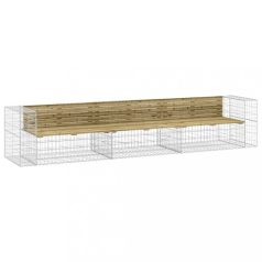 Tömör impregnált fenyőfa gabion kerti pad 347x71x65,5 cm