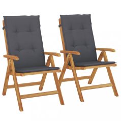 2 db tömör tíkfa dönthető kerti szék párnával