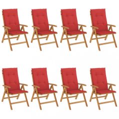 8 db dönthető tömör tíkfa kerti szék párnával
