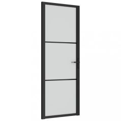   Fekete matt üveg és alumínium beltéri ajtó 76 x 201,5 cm (350552)
