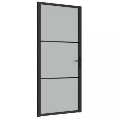   Fekete matt üveg és alumínium beltéri ajtó 93 x 201,5 cm (350554)