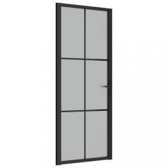   Fekete matt üveg és alumínium beltéri ajtó 83 x 201,5 cm (350557)