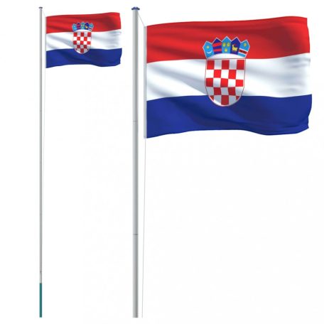 Alumínium horvát zászló és rúd 6,23 m (3147098)