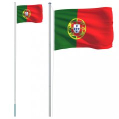 Alumínium portugál zászló és rúd 6,23 m (3147104)