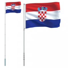 Alumínium horvát zászló és rúd 5,55 m (3147128)