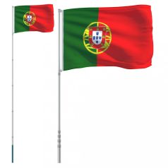 Portugál alumínium zászló és rúd 5,55 m (3147134)