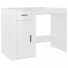   Magasfényű fehér színű szerelt fa íróasztal 100x49x75 cm (816786)