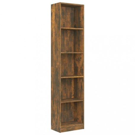 5 szintes füstös tölgyszínű fa könyvszekrény 40x24x175 cm (816068)