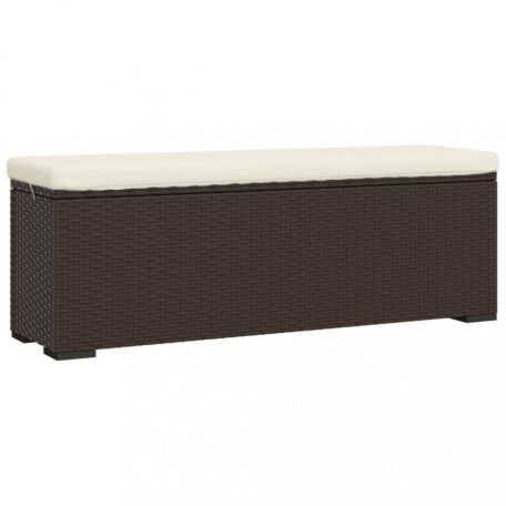 Barna polyrattan zsámolypad párnával 110 x 30 x 40 cm (319397)