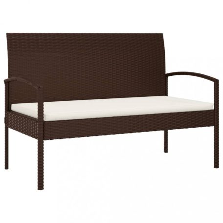 Barna polyrattan kerti pad párnával 105 cm (362165)