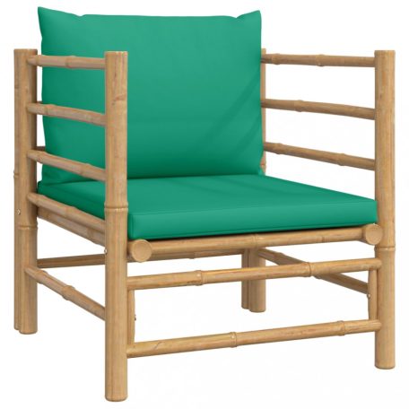 Bambusz kerti kanapé zöld párnákkal (362296)