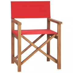   2 db piros tömör tíkfa összecsukható rendezői szék (360091)