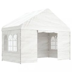 Fehér polietilén pavilon tetővel 4,08 x 2,23 x 3,22 m