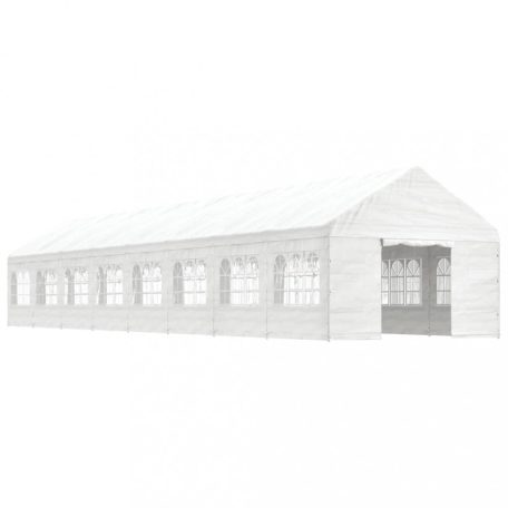 Fehér polietilén pavilon tetővel 17,84 x 4,08 x 3,22 m