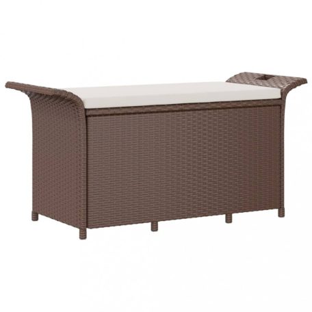 Barna polyrattan kerti pad párnával 116 x 46 x 57 cm