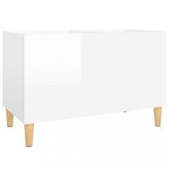   Magasfényű fehér szerelt fa hanglemezszekrény 74,5x38x48 cm