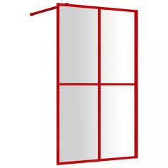 Piros zuhanyfal átlátszó esg üveggel 118 x 195 cm