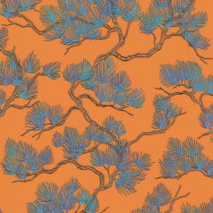   DUTCH WALLCOVERINGS kék és narancssárga fenyőmintás tapéta (437400)